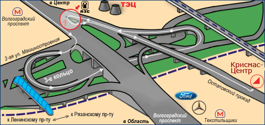 Проезд с Волгоградского шоссе (из центра в область)
